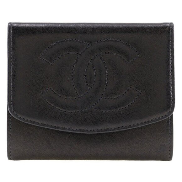 CHANEL COCO Mark Coin Purse vintage black lambskin Women - Picture 1 of 8